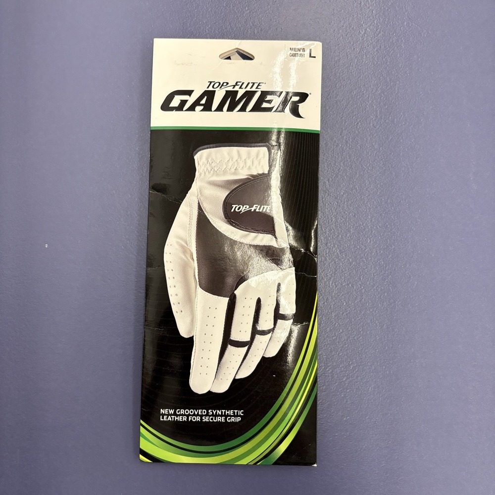 Top Flite Gamer Men's Cadet Left Golf Glove‎ Large White and Black New